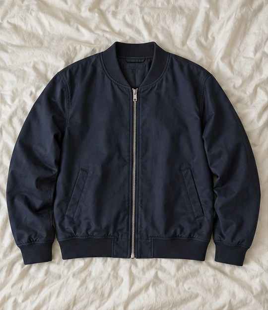 Avant : veste photographiée sur un lit